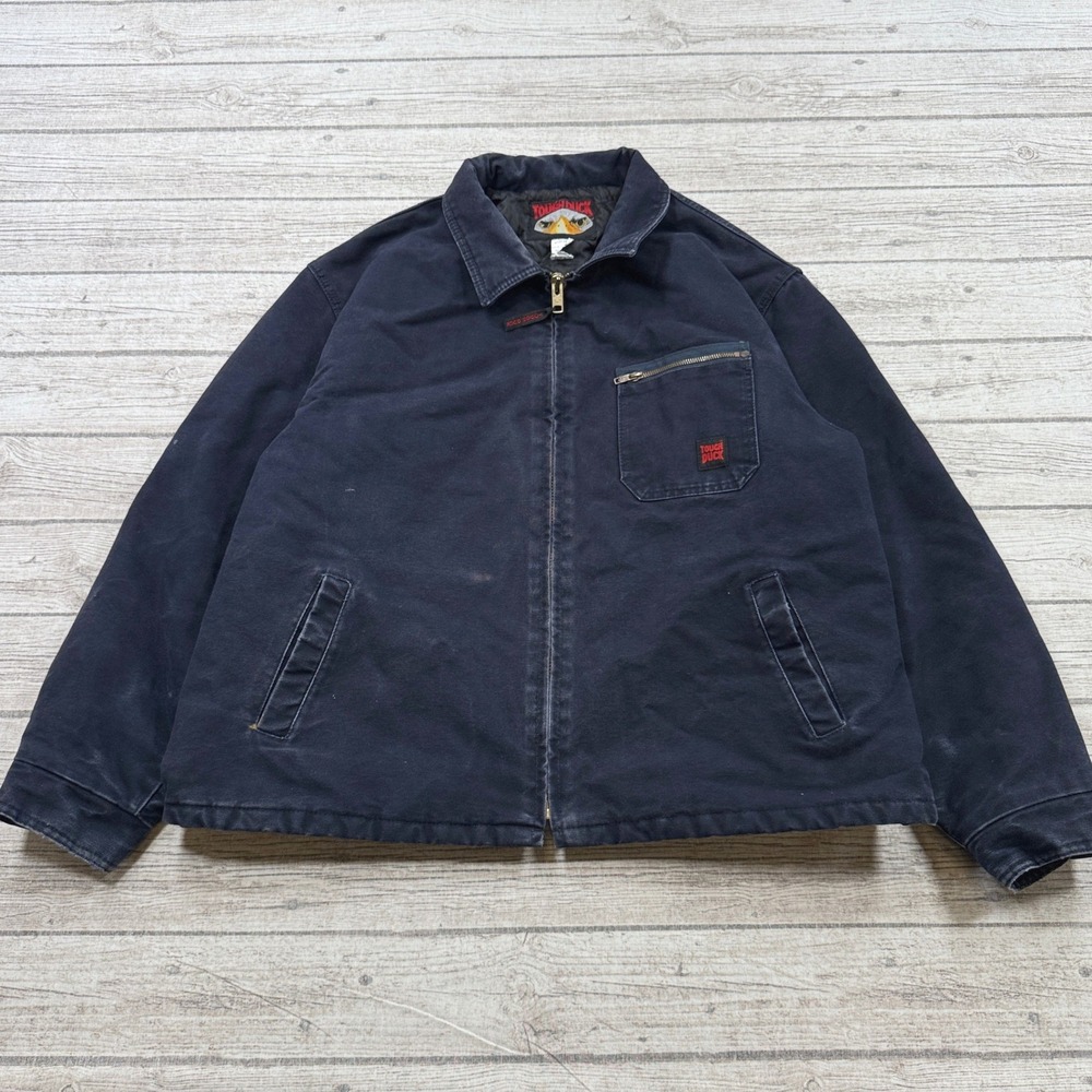 Tough Duck Jacket Mens 2XL Navy Blue Quilted Lined Canvas Rugged Workwear Canada